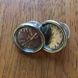 Gold finish oversized stud earrings